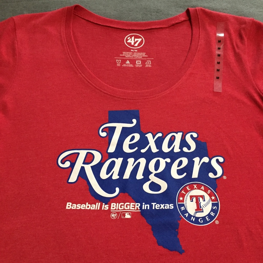 Texas Rangers Swoop Neck Tee Red NWT Med - Picture 3 of 9